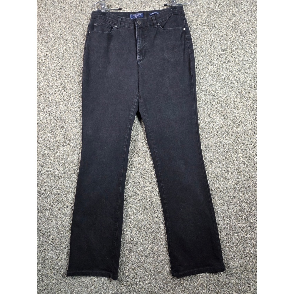 Charter Club Prescott Boot Leg Jeans Women 8 Black Rhinestone Embellished 60089